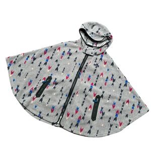 Patagonia Synchilla Fleece Poncho Grey Geometric Full Zip Hooded Cape M/L 25285